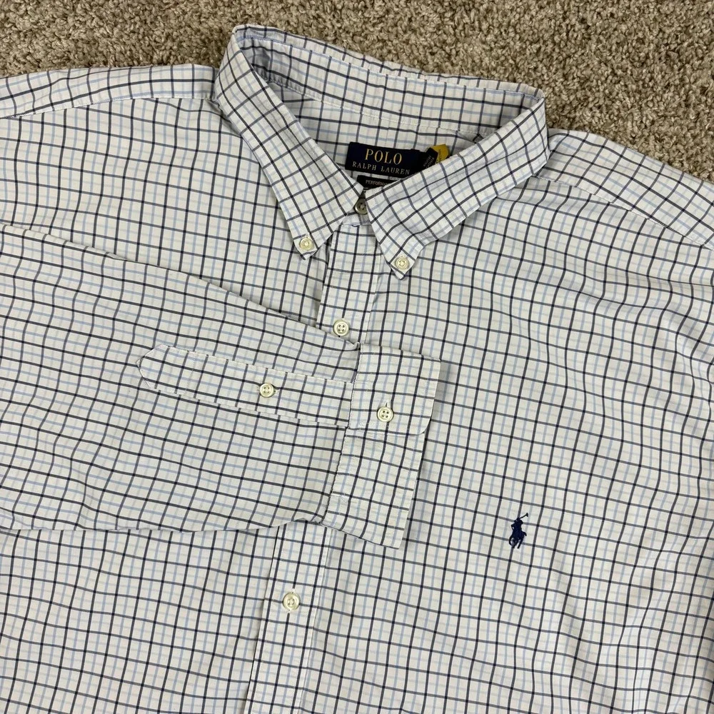 Polo Ralph Lauren Shirt Mens Big 4XLT White Check Performance Button Down *FLAW